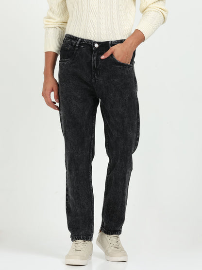 Charcoal Acid-Wash Mom Fit Jeans