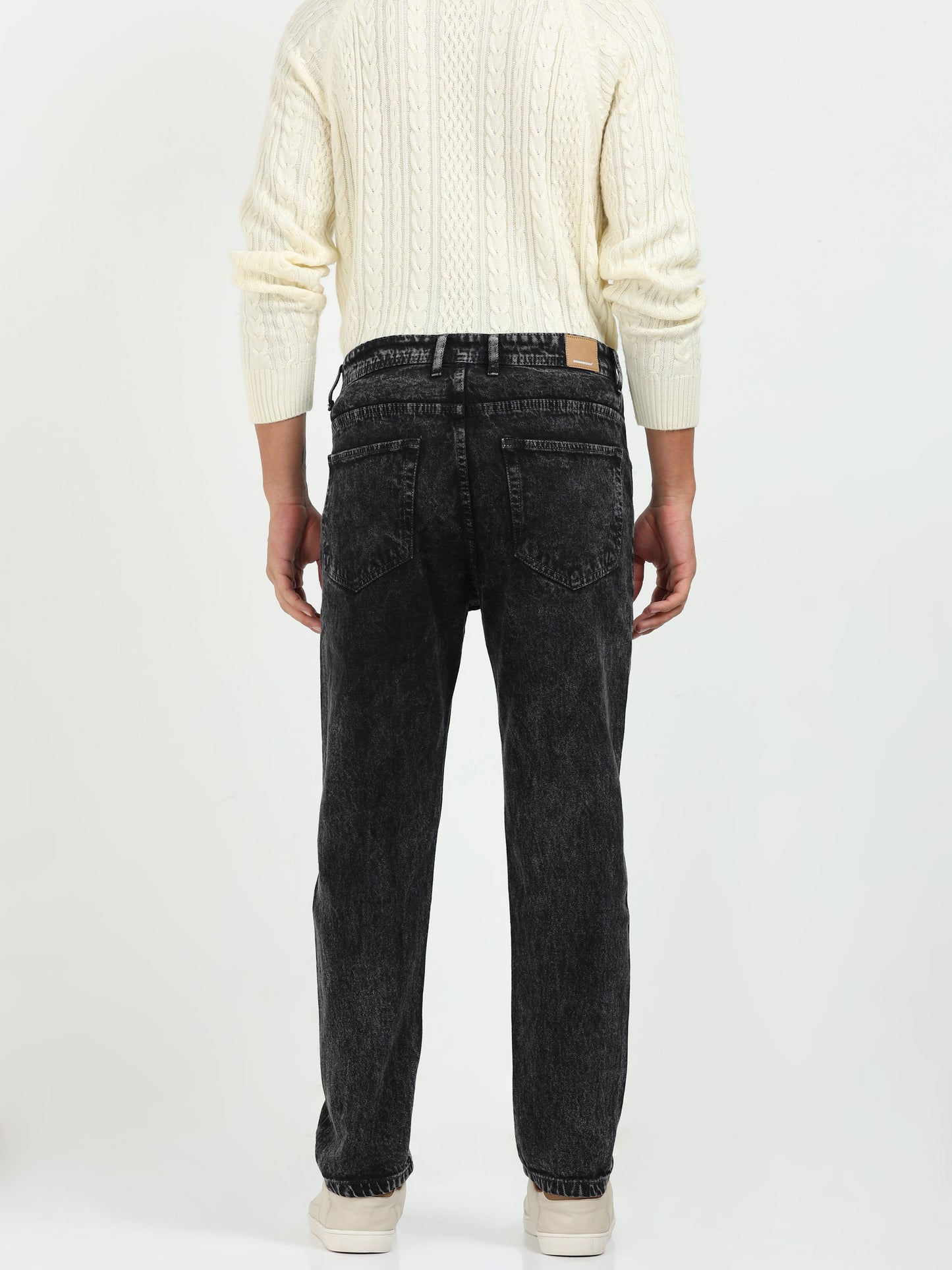 Charcoal Acid-Wash Mom Fit Jeans