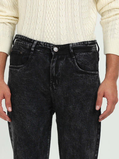 Charcoal Acid-Wash Mom Fit Jeans