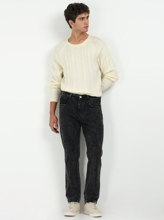 Charcoal Acid-Wash Mom Fit Jeans